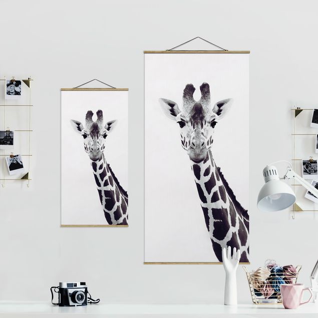 Czarno białe obrazki Portret żyrafy w czerni i bieli