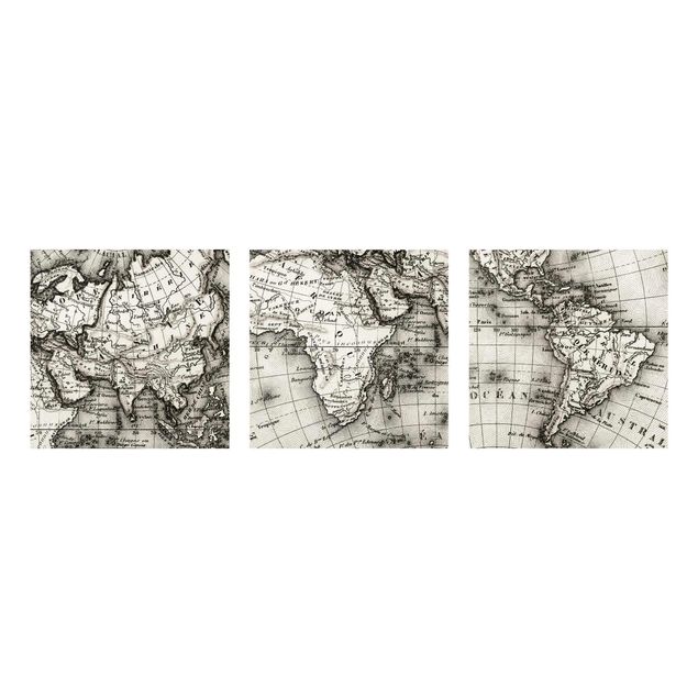 Obrazy na szkle mapy Szczegóły starej mapy świata