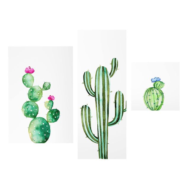 Obrazy do salonu Akwarela Zestaw kaktusów