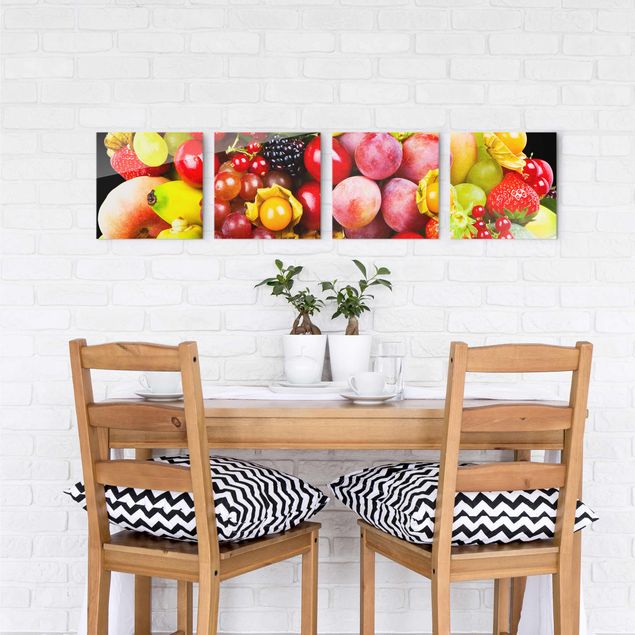 Obrazy na szkle kwadrat Kolorowe owoce egzotyczne