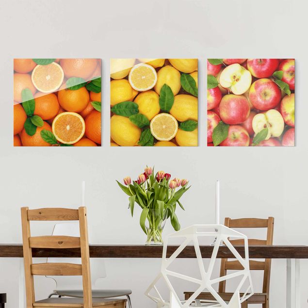 Obrazy na szkle kwadrat Fruits Trio