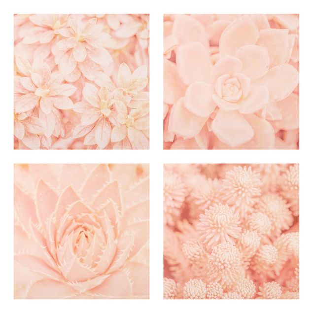 Obrazy na szkle wieloczęściowy Magia różowego kwiatu