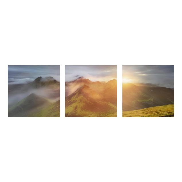 Obrazy na szkle góra Storkonufell na tle wschodzącego słońca