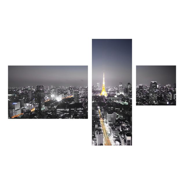 Obrazy na szkle wieloczęściowy Tokyo Kolaż