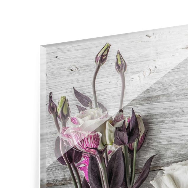 Nowoczesne obrazy Tulipanowa róża Shabby Wood Look