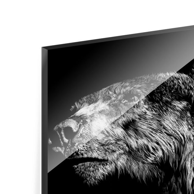 Obrazy na szkle wieloczęściowe Dzikie zwierzęta przed czarnym zestawem I