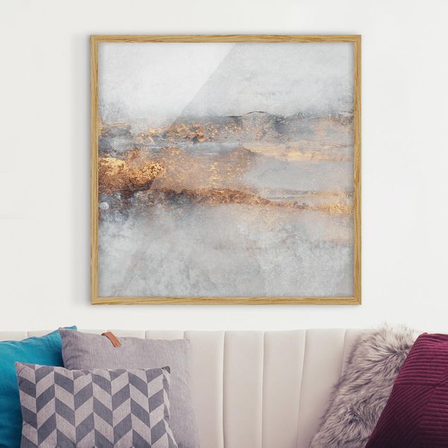 Obrazy w ramie artystyczny Złoto-szara mgła