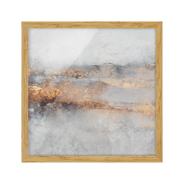 Obrazy w ramie do łazienki Złoto-szara mgła