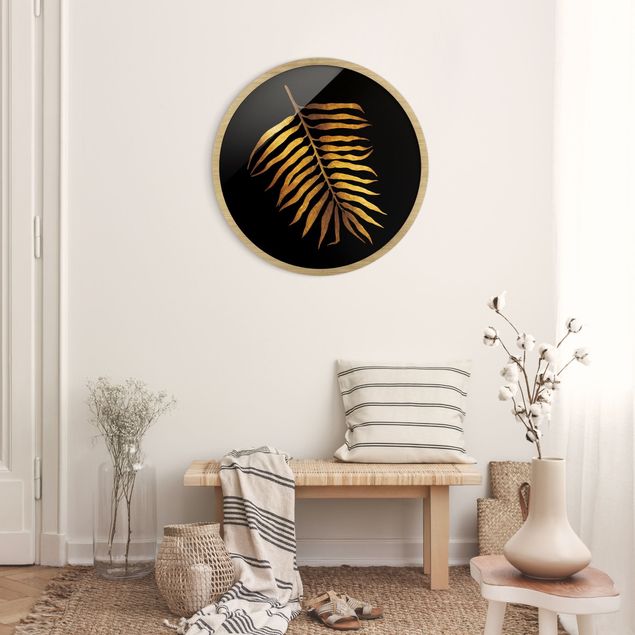 Nowoczesne obrazy Gold - Palm Leaf II On Black