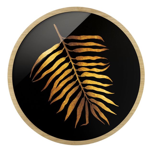 Obrazy z motywem kwiatowym Gold - Palm Leaf II On Black