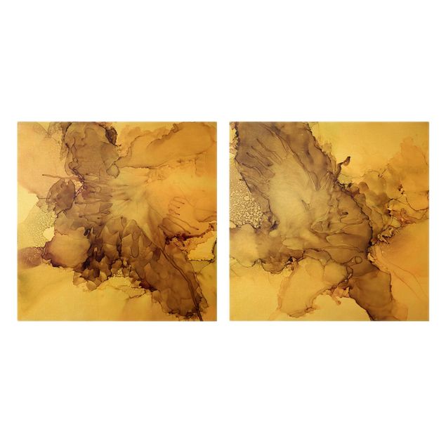 Obraz brązowy Eksplozje złotego brązu