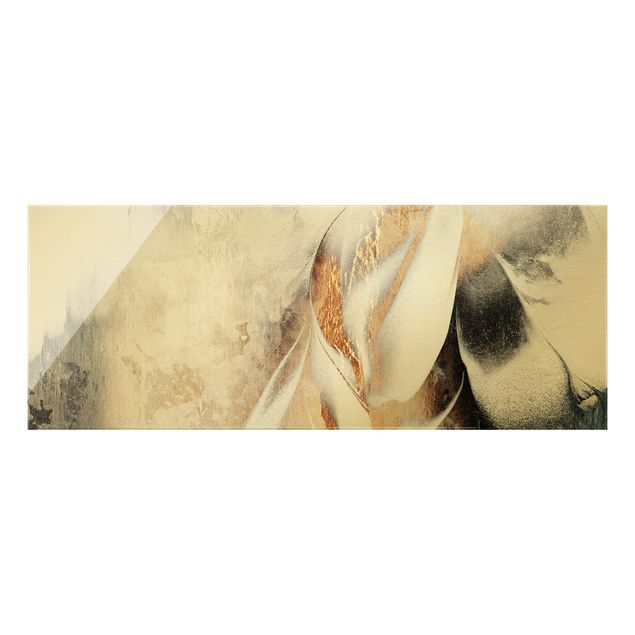 Obraz na szkle - Złoty abstrakcyjny obraz zimowy