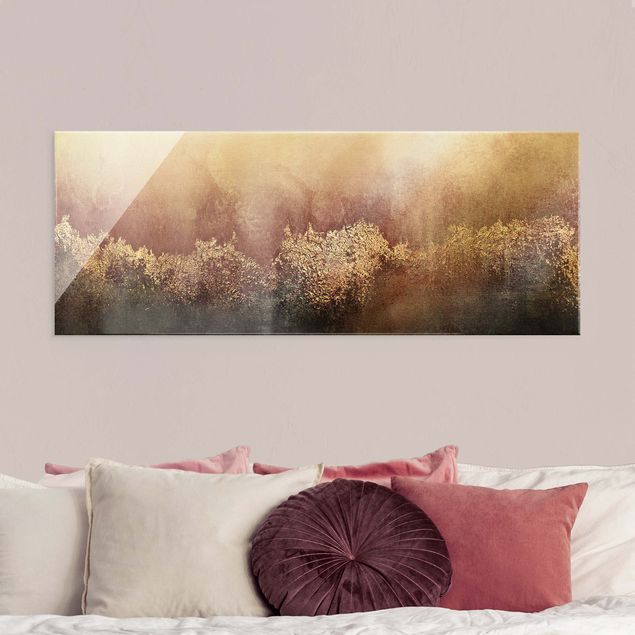 Obrazy na szkle panorama Różowy złoty świt
