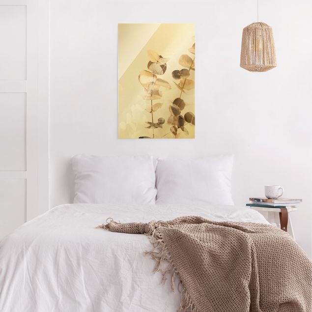 Obrazy nowoczesne Złote gałązki eukaliptusa z białym II