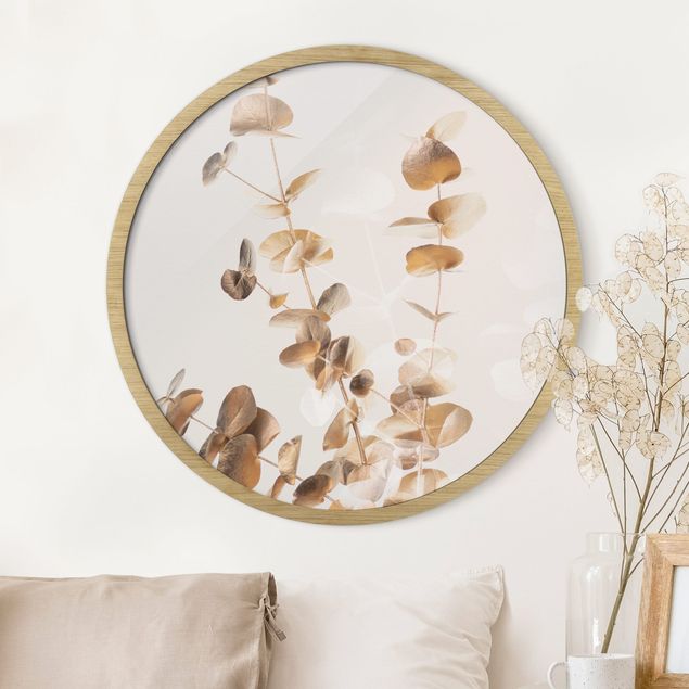 Obrazy do salonu nowoczesne Golden Eucalyptus With White