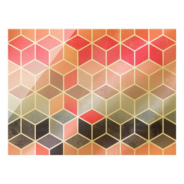 Obraz na szkle - Złotoen Geometry - kolorowa pastelowa