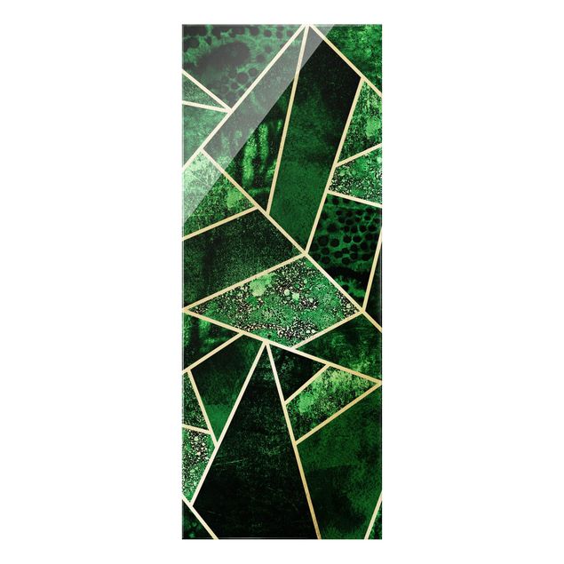 Obraz na szkle - Złotoen Geometry - Dark Emerald