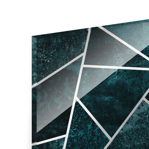 Obrazy nowoczesny Złotoen Geometry - Dark Turquoise