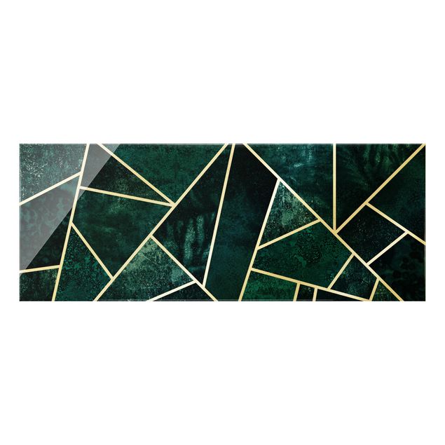 Obraz na szkle - Złotoen Geometry - Dark Turquoise