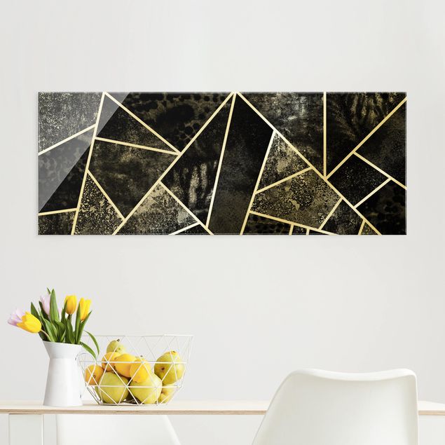 Obrazy na szkle panorama Złotoen Geometry - Szare trójkąty