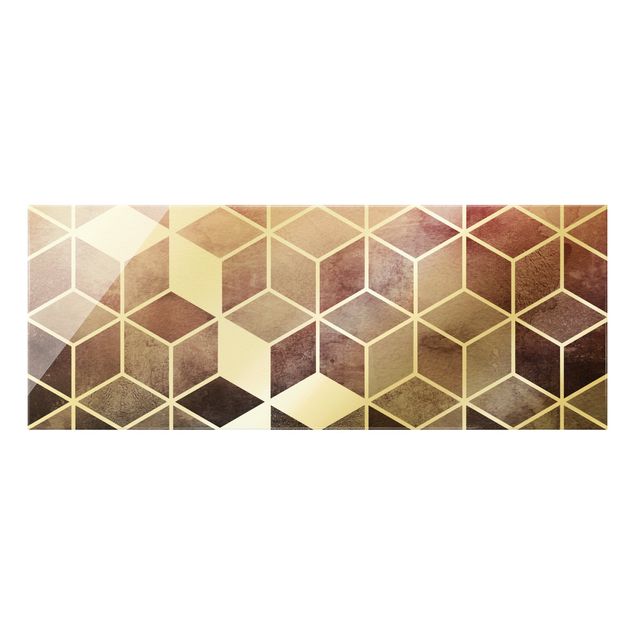 Obraz na szkle - Złotoen Geometry - różowo-szary