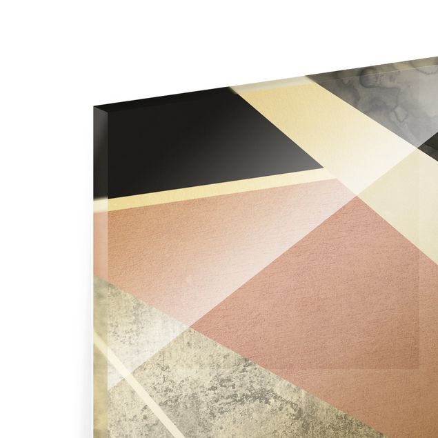 Obrazy nowoczesne Złotoen Geometry - różowo-czarny
