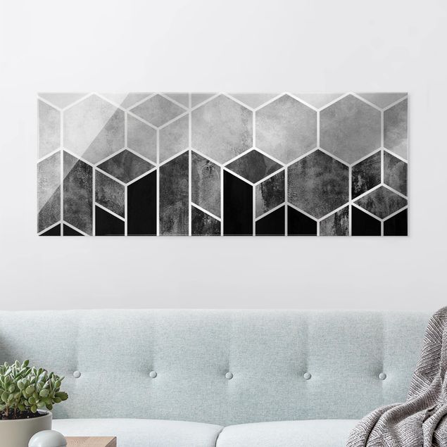 Dekoracja do kuchni Złotoen Geometry - Hexagons czarno-biały