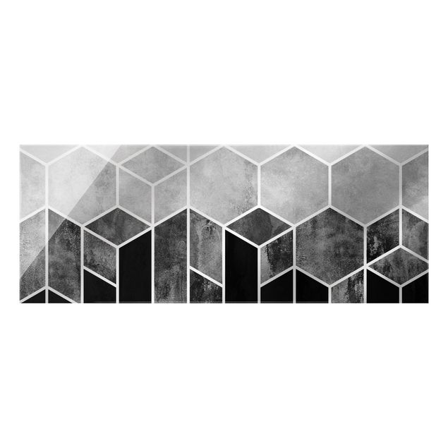 Obrazy do salonu Złotoen Geometry - Hexagons czarno-biały