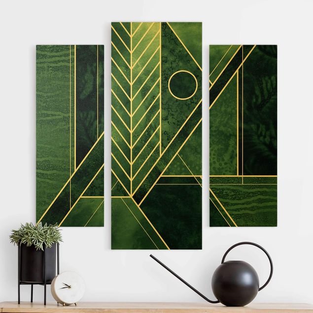 Obrazy do salonu nowoczesne Złotoen Geometry - Emerald