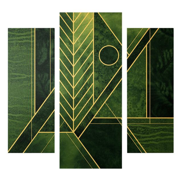 Zielony obraz Złotoen Geometry - Emerald