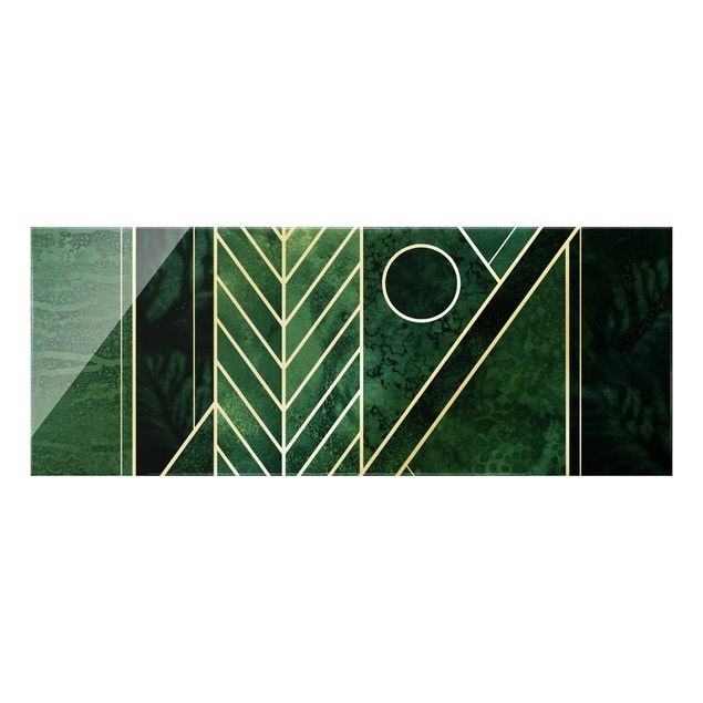 Obraz na szkle - Złotoen Geometry - Emerald