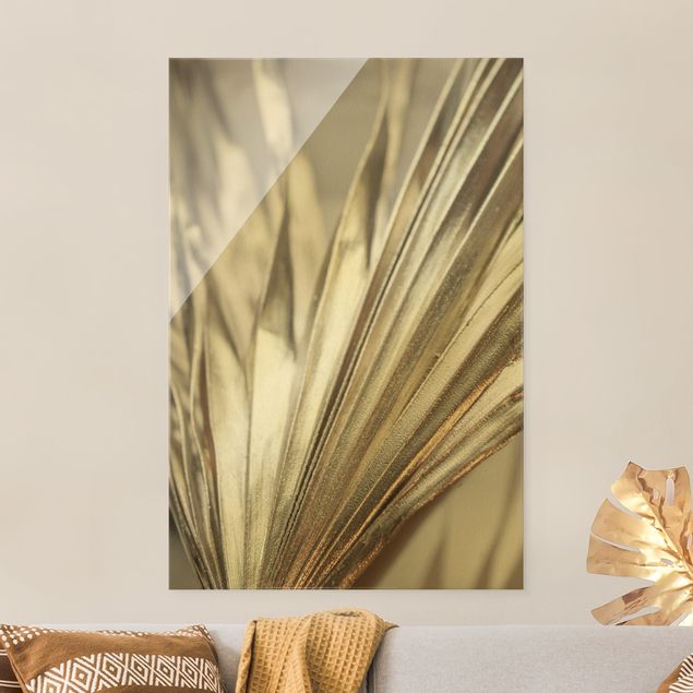 Obrazy na szkle portret Złote liście palmy II