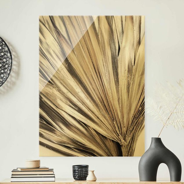 Obraz na szkle - Złote liście palmy