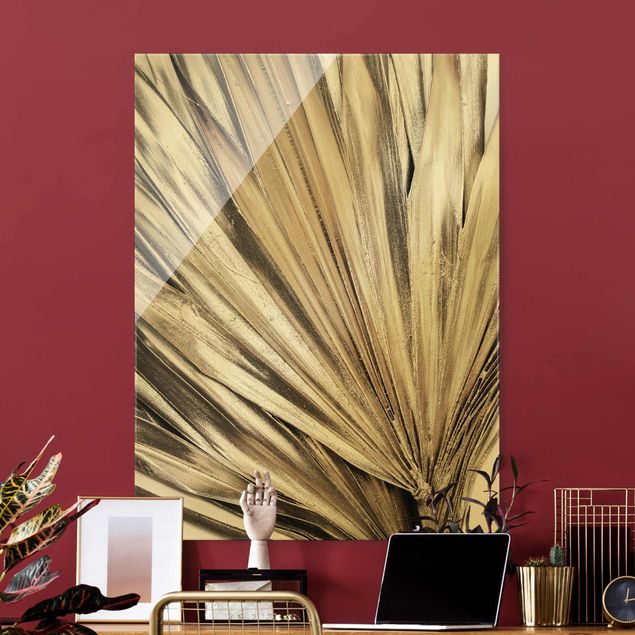 Obraz na szkle - Złote liście palmy