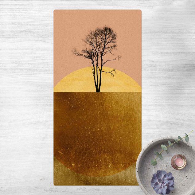 chodnik dywanowy Złote słońce z drzewem