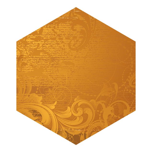 Sześciokątna tapeta samoprzylepna - Złoty barok