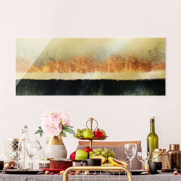 Obrazy na szkle panorama Złoty horyzont akwarela