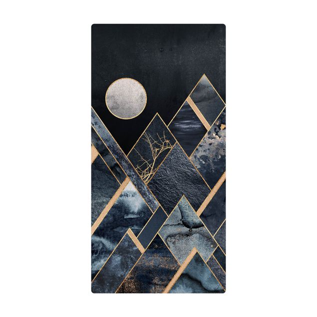 duży dywan do pokoju Złoty księżyc abstrakcyjne czarne góry
