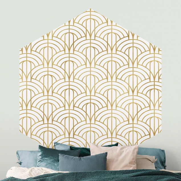 Tapeta wzory geometryczne Złoty wzór Art Deco XXL