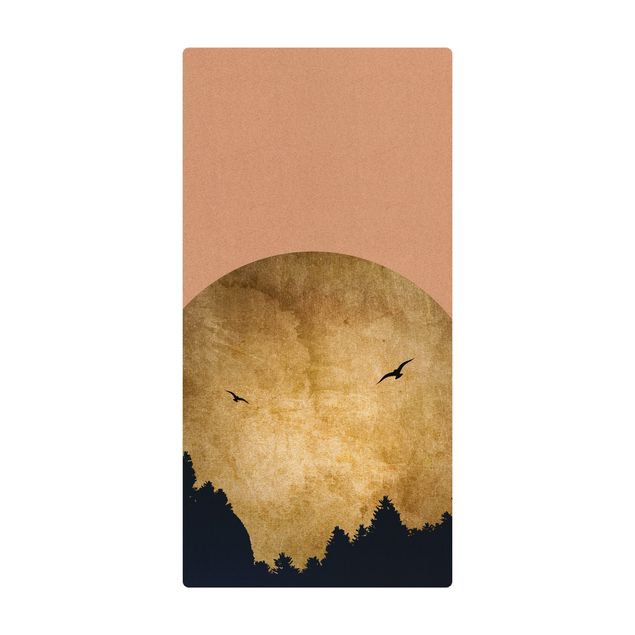 dywan do jadalni Złoty księżyc w lesie