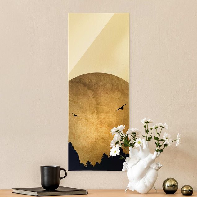 Obrazy na szkle portret Złoty księżyc w lesie
