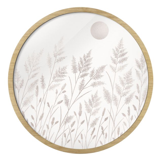Obrazy kwiatowe Grasses And Moon In Silver