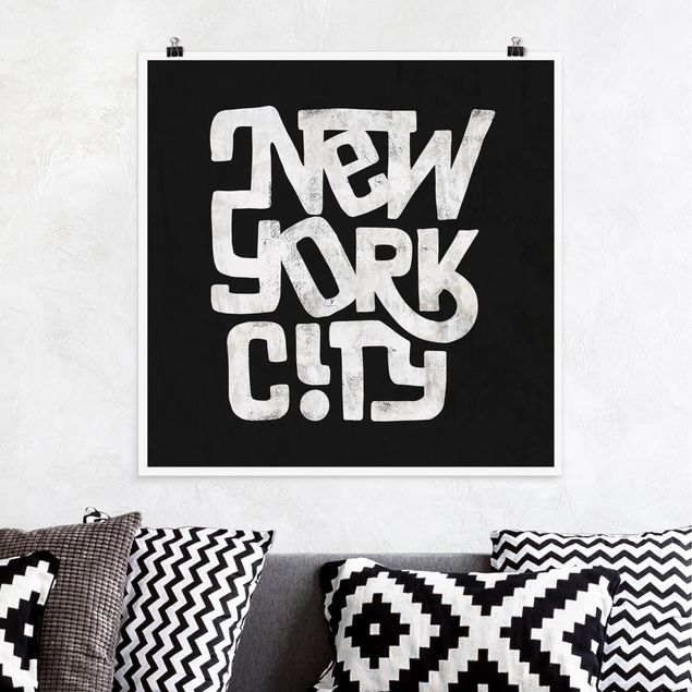 Nowoczesne obrazy do salonu Graffiti Art Calligraphy New York City Black