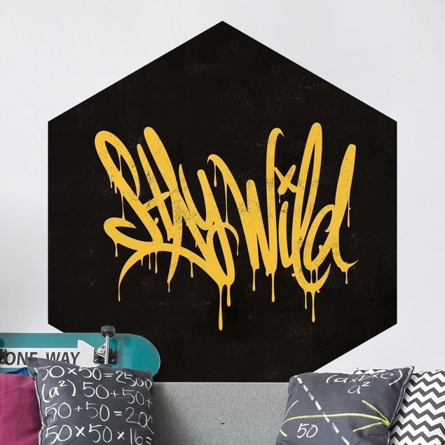 Żółte tapety Graffiti Art Stay Wild