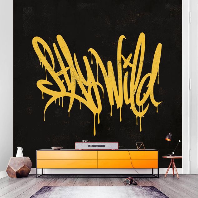 Fototapeta żółta Graffiti Art Stay Wild