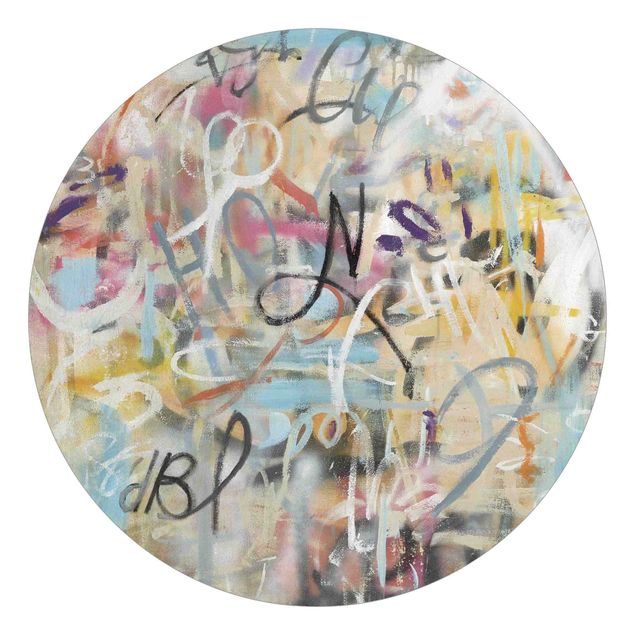 Okrągła tapeta samoprzylepna - Graffiti Freedom In Pastel