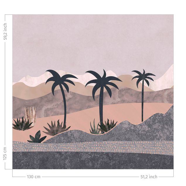 zasłony szyte na wymiar Graficzny krajobraz z palmami