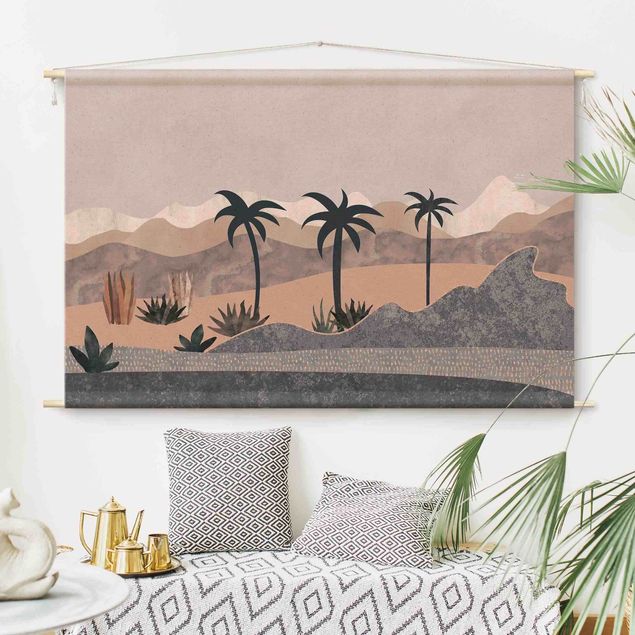 gobelin nowoczesny Graphic Landscape With Palm Trees