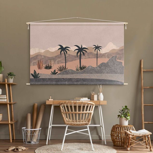 Dekoracja do kuchni Graphic Landscape With Palm Trees