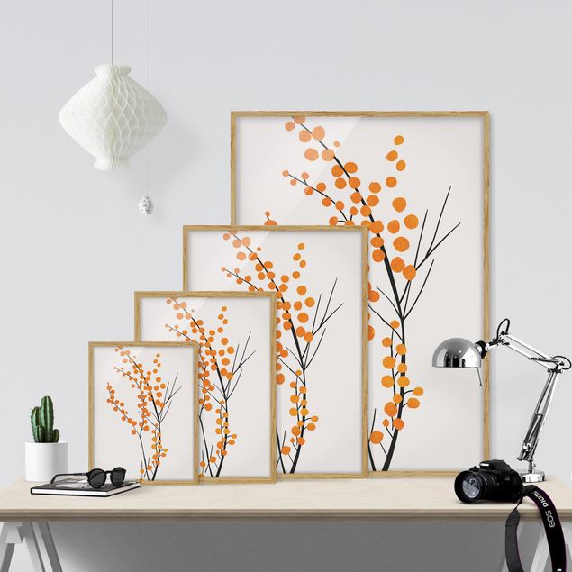 Obrazy w ramie do kuchni Graficzny świat roślin - Jagody pomarańczowe